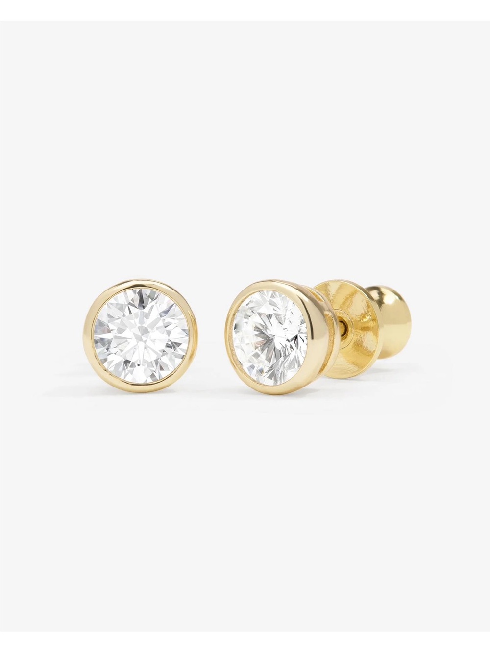 Melinda Maria Gold Simulated Diamond Bezel Stud Earrings - 8mm
